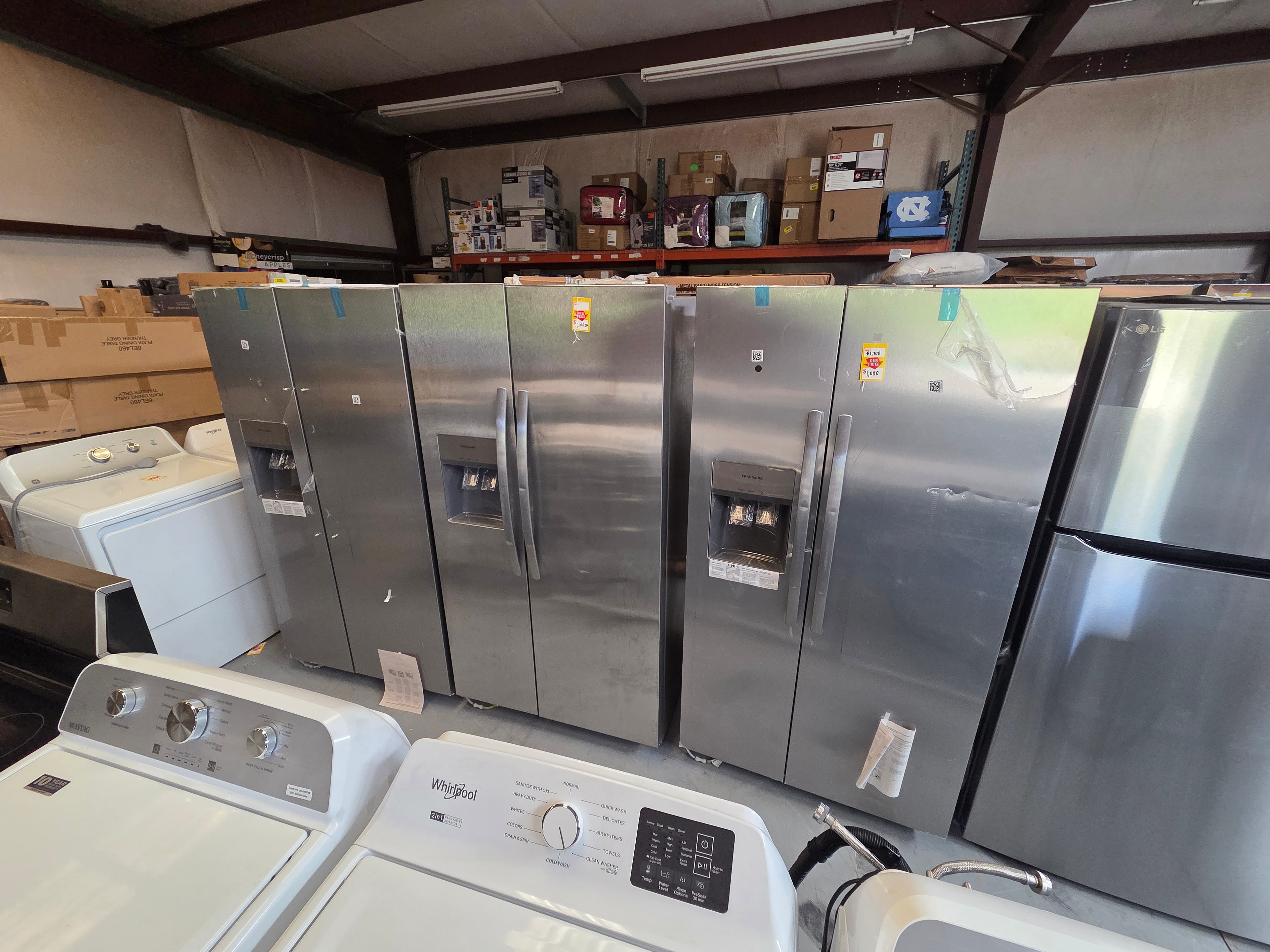 Neal Liquidations warehouse — appliances and refrigerators