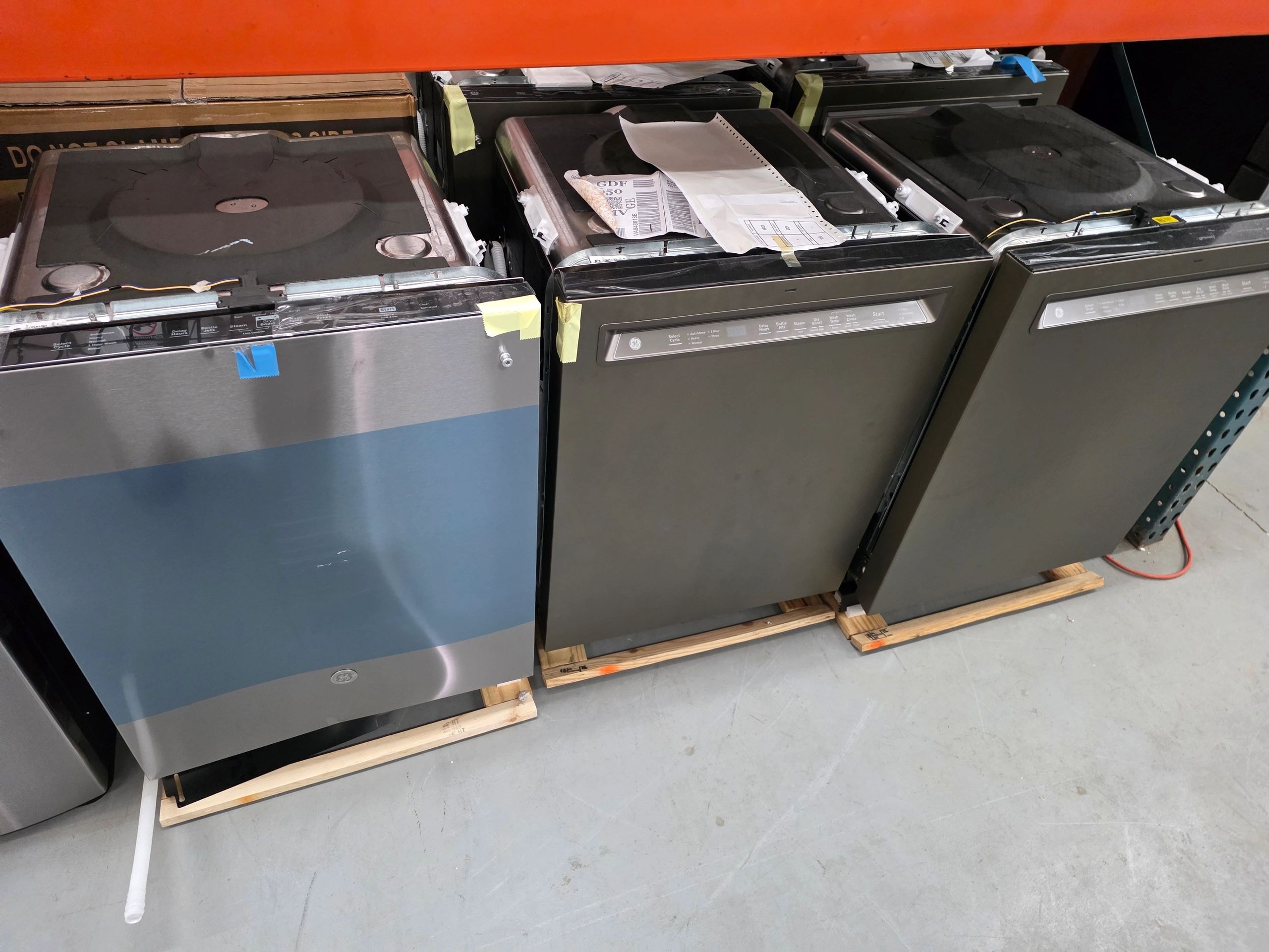 Dishwashers on showroom floor