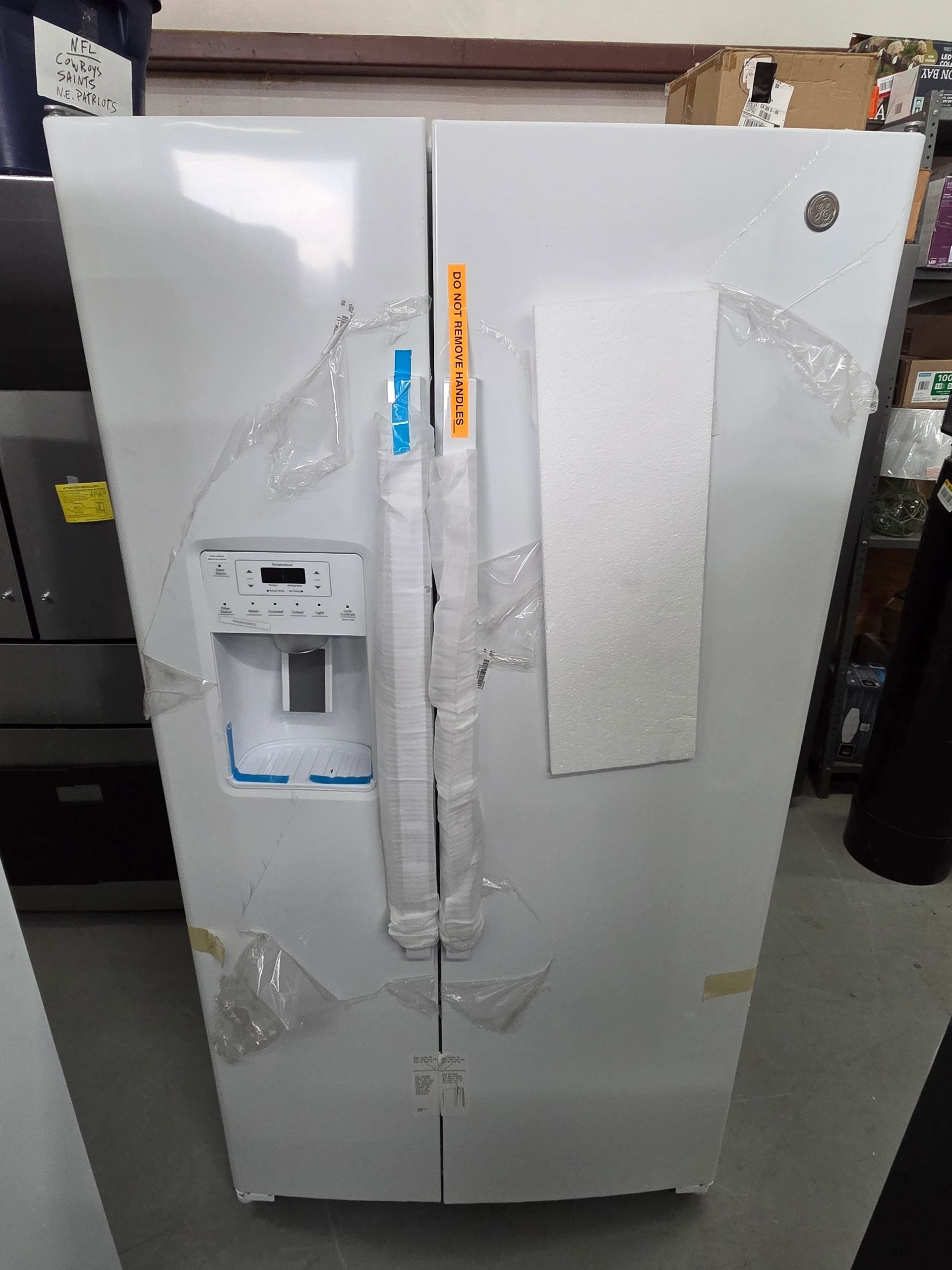 New refrigerator in packaging